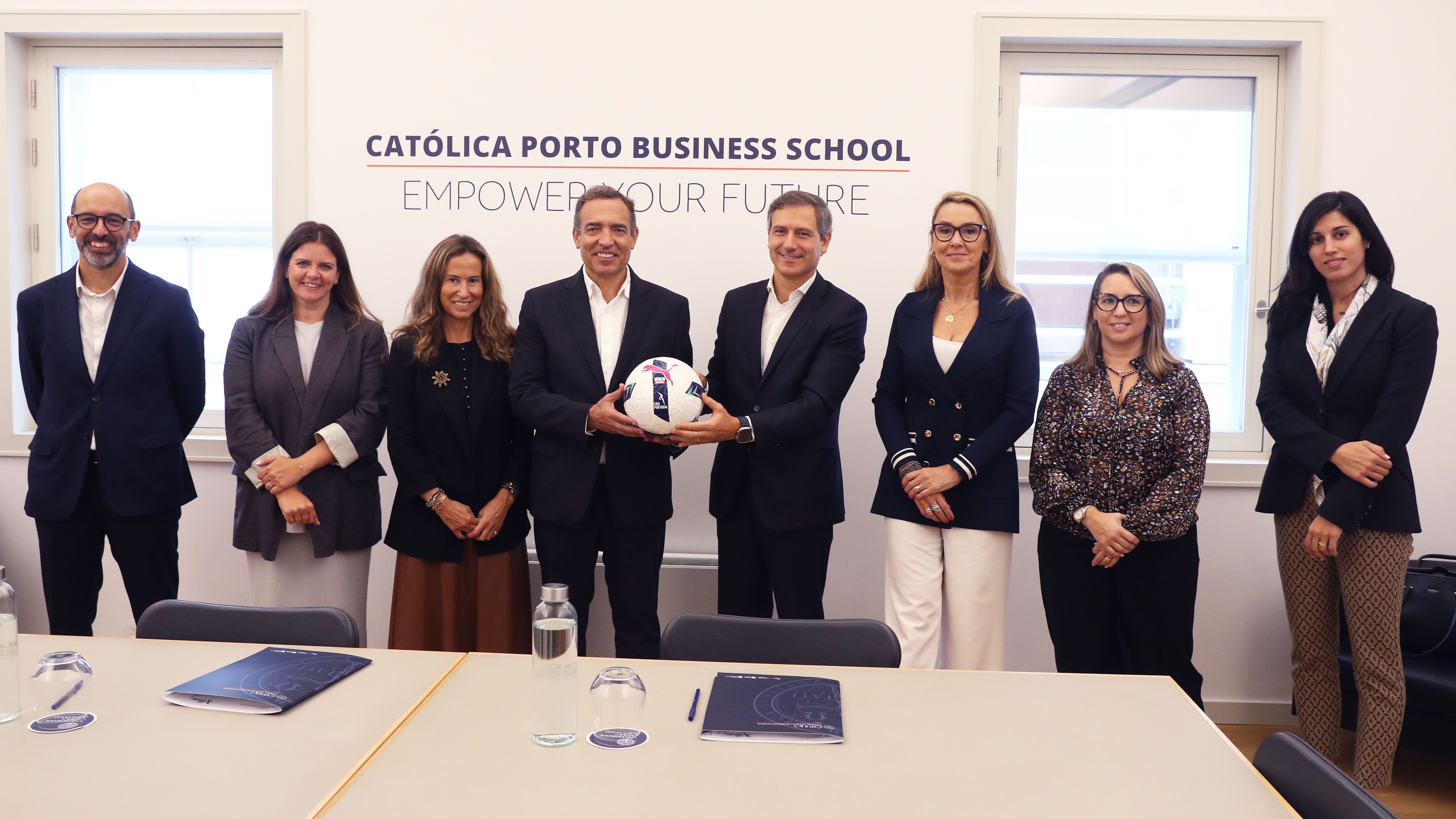 Liga Portugal and Católica Porto Business School handshake
