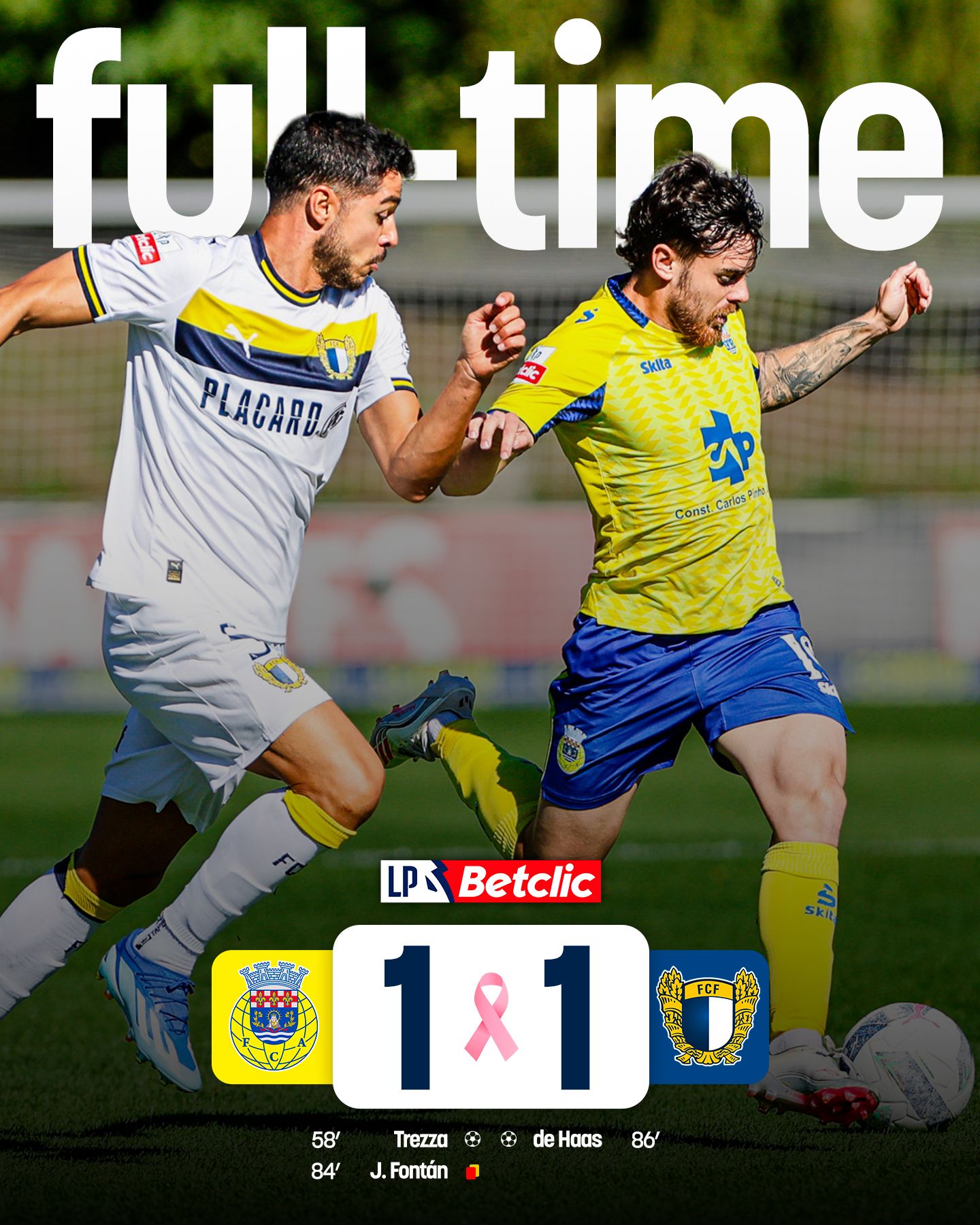 FC Arouca and FC Famalicão players in action during a Liga Portugal match